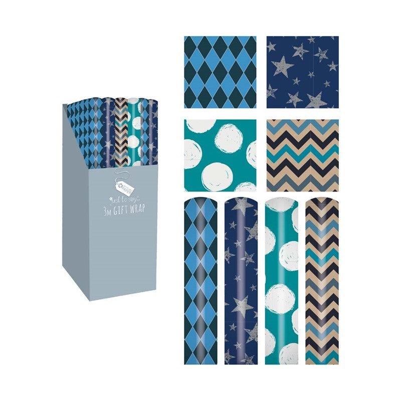 Single 3 Metre Male Design Gift Wrap Roll