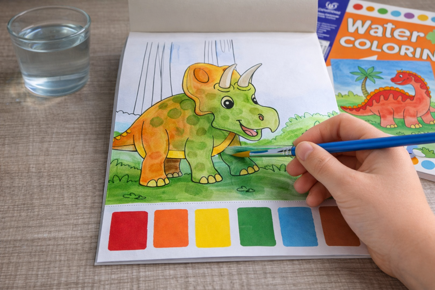 Dinosaur Water Colouring Set (21cm x 15cm) - A5 Size 10 Painting Sheets Paint Brush Included