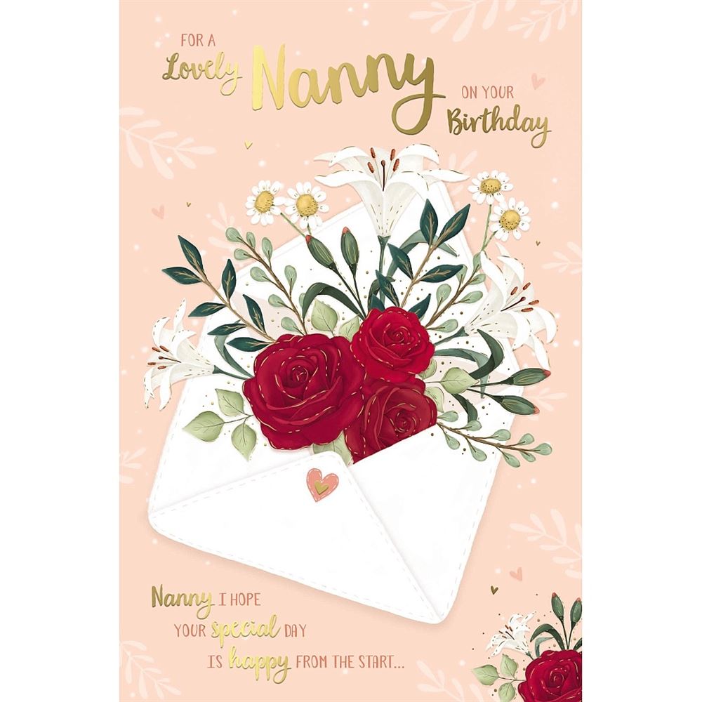 Red Roses Nanny Birthday Card