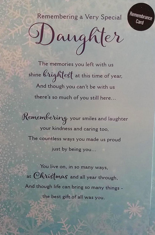DAUGHTER Special Words Christmas Grave Memorial Card Remembrance