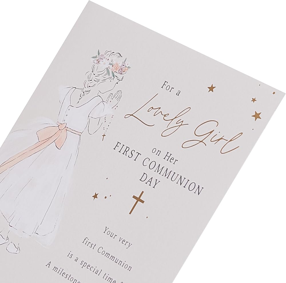 Girl Dress Design Communion Congratulations Card