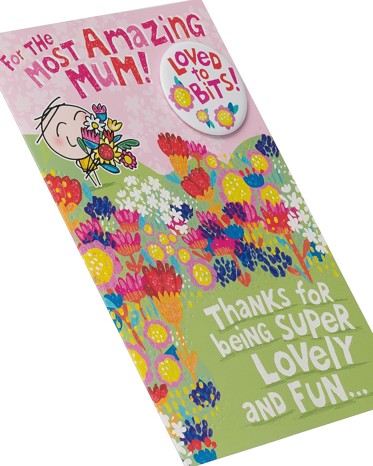 Fun Design Mum Birthday Large Card with Badge