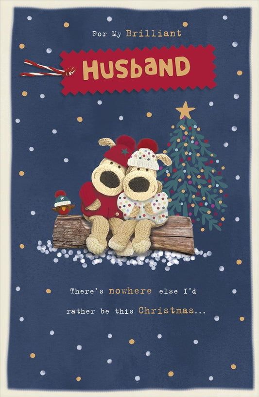 Boofle Couple Sat On Log Husband Christmas Card