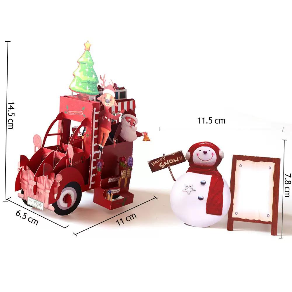 Santa’s Festive Truck & Snowman Scene Christmas Card