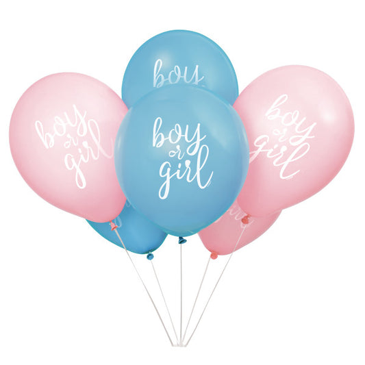 Pack of 8 Boy or Girl Gender Reveal 12" Latex Balloons