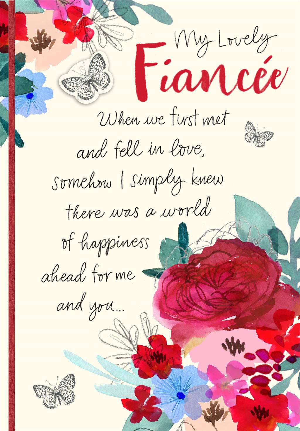 Willow Floral Bouquet Fiancée Birthday Card