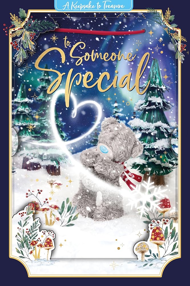 Bear and White Heart Someone Special 3D Christmas Keepsake Card