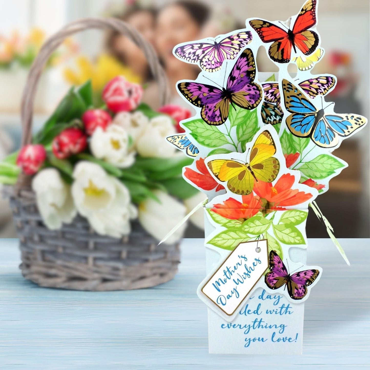 Butterfly Kisses Design Mother's Day Wishes Pop Up Card