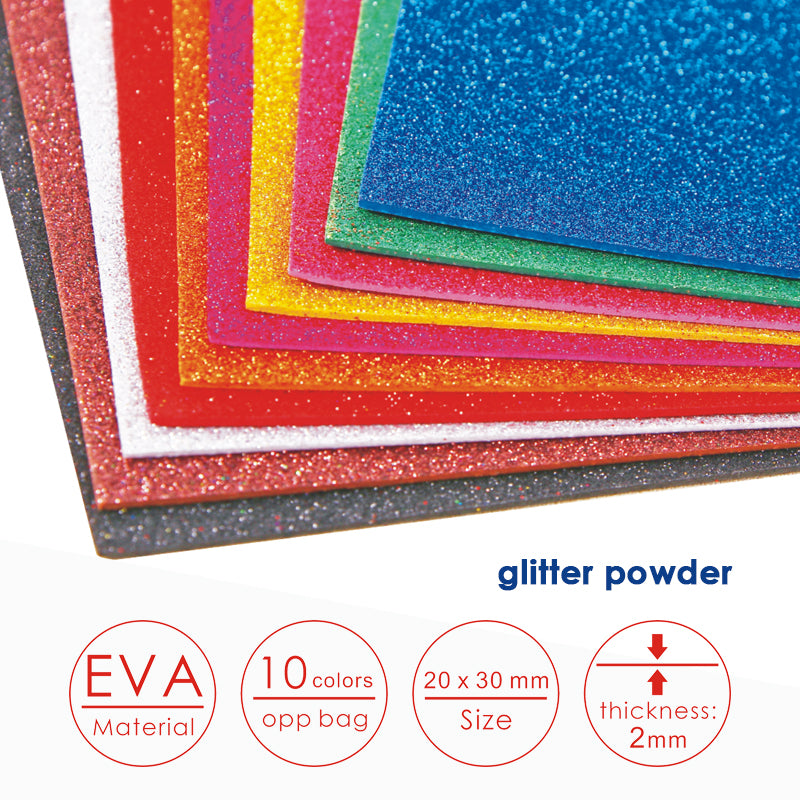 Pack of 10 20 x 30cm Glitter Eva Sponge Paper by Janrax