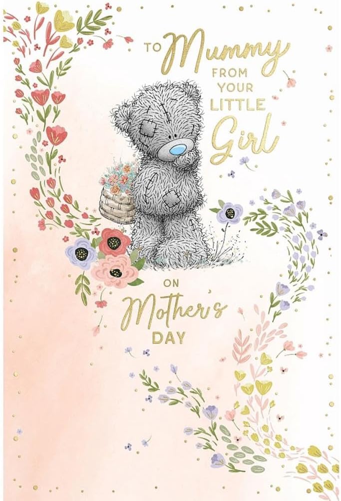 Bear With Flower Basket Mummy From Little Girl Mother's Day Card