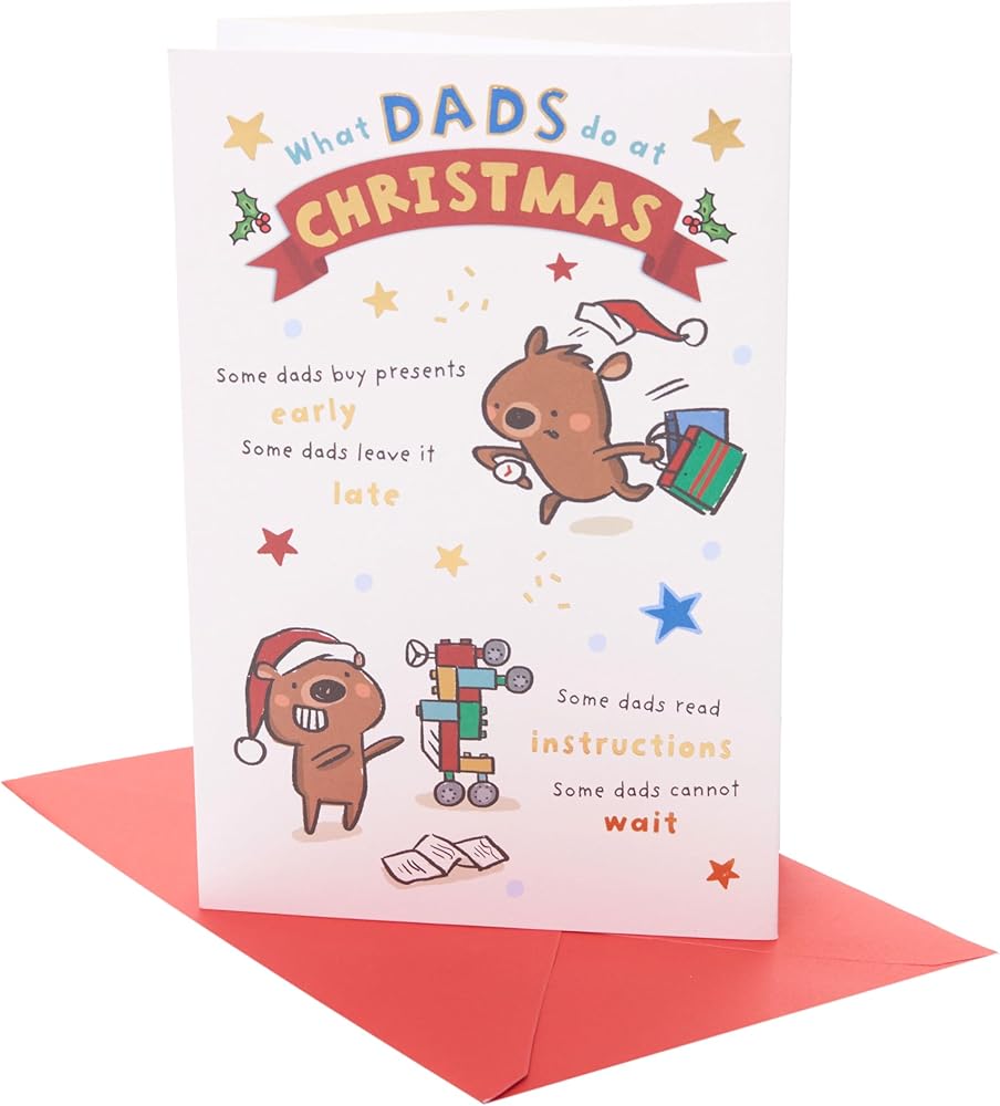 Bear Doing Activities Dad Christmas Card