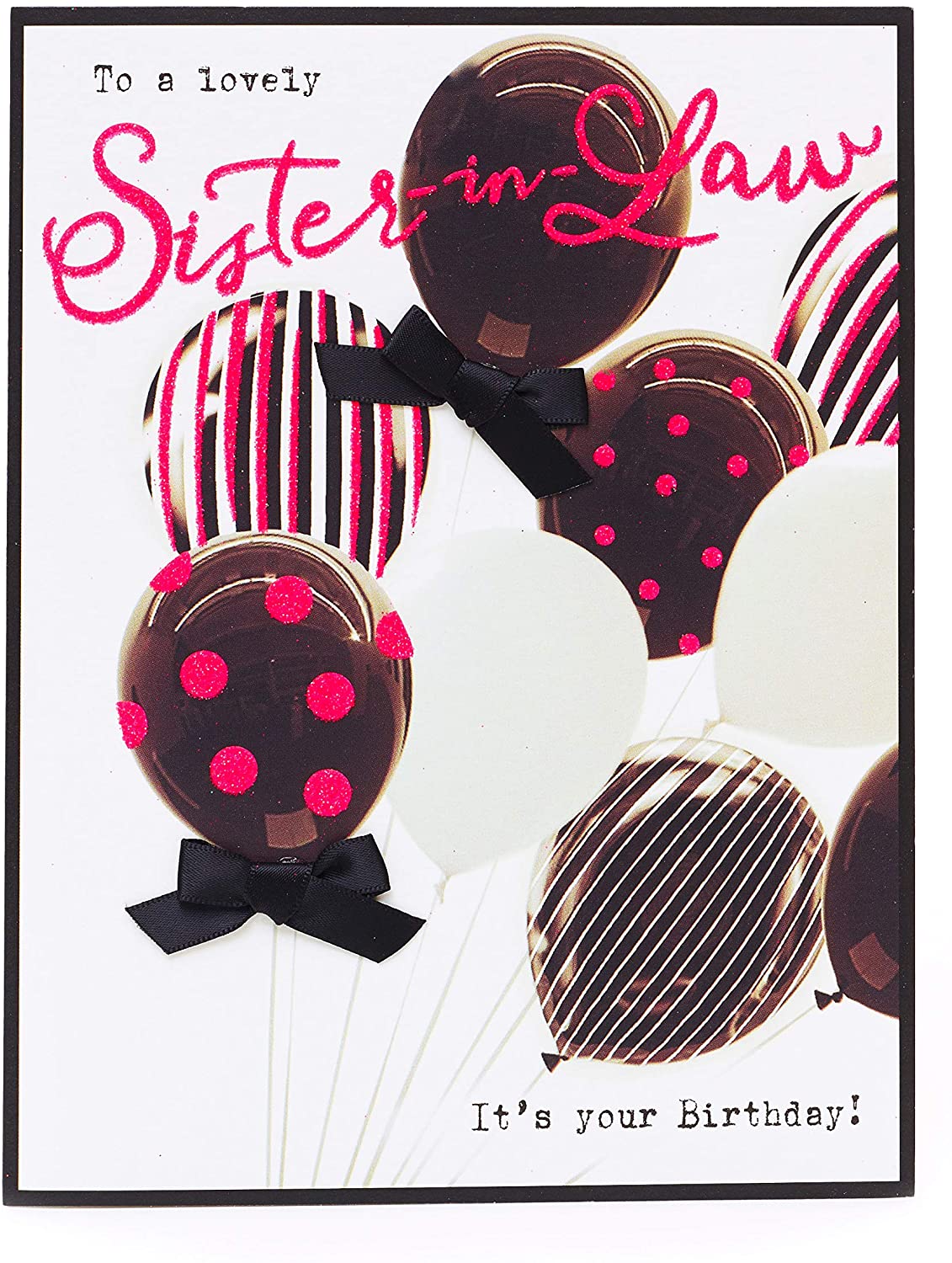 Sister-in-Law Contemporary Photographic Birthday Card Pink Balloons