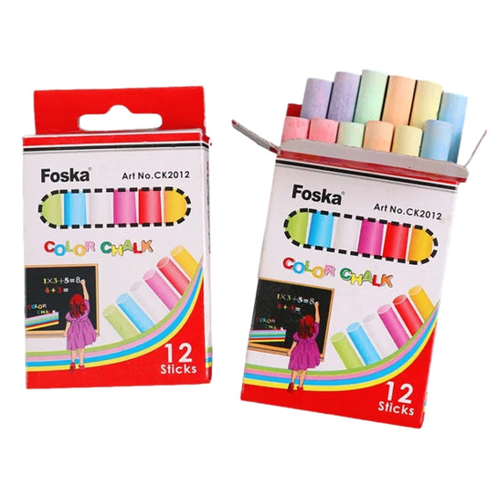 Pack of 36 Assorted Coloured Chalk Sticks - Blackboard