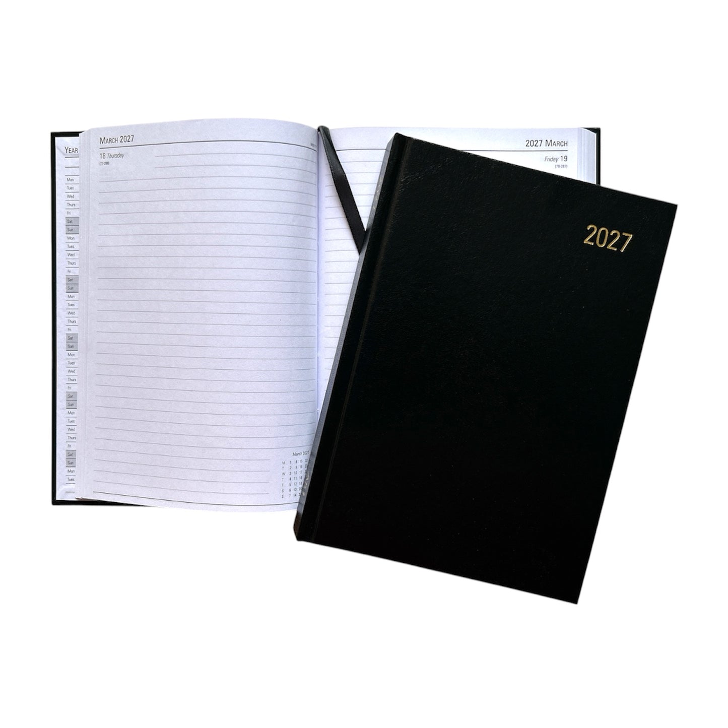 Janrax 2027 A5 Day Per Page Black Desk Diary