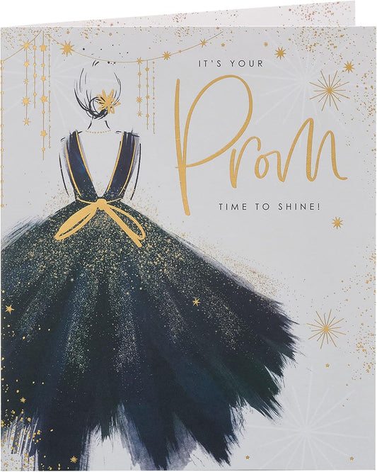 Stunning Black Dress Design Prom Congratulations Card