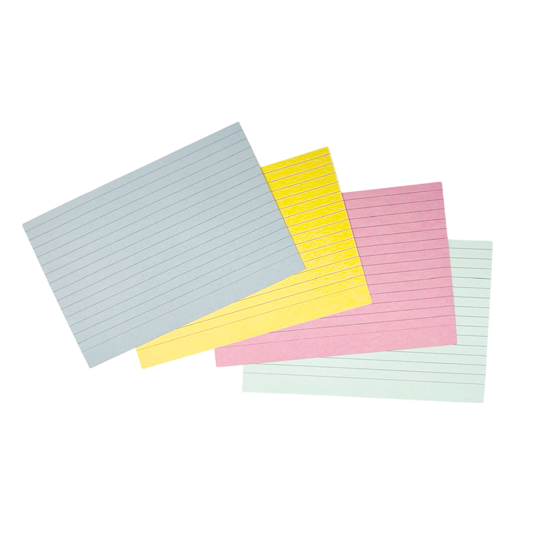 Pack of 1200 Assorted Colour Ruled 6x4" Record Cards – Lined Study Index Cards for Notes, Revision