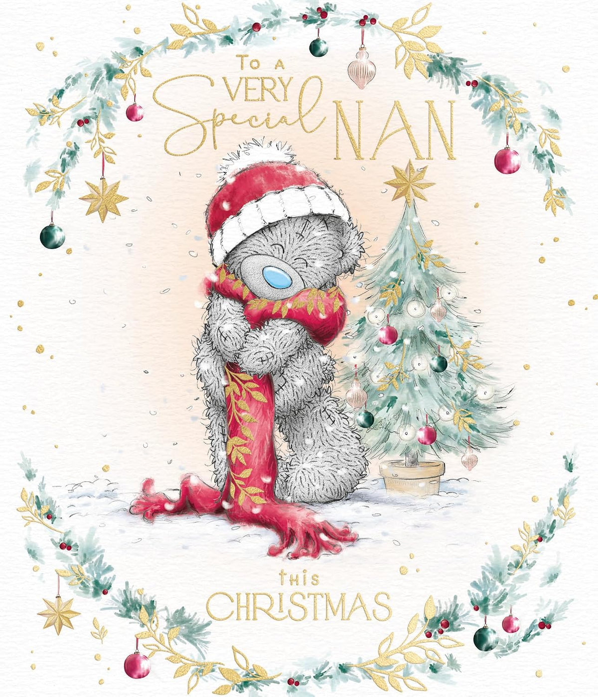 Bear Wearing Scarf Very Special Nan Christmas Card