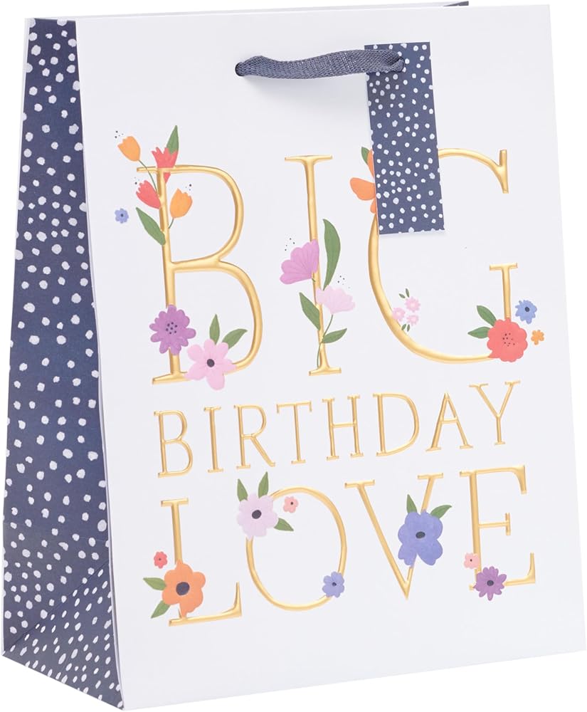 Birthday Love Floral Design Medium Gift Bag