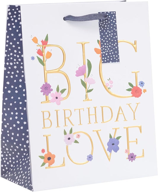 Birthday Love Floral Design Medium Gift Bag