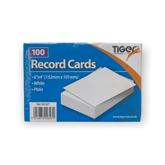 Pack of 100 6" x 4" Plain Record Cards