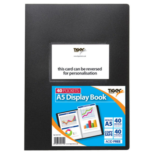 A5 Flexi Cover 40 Pockets Display Book (Black)