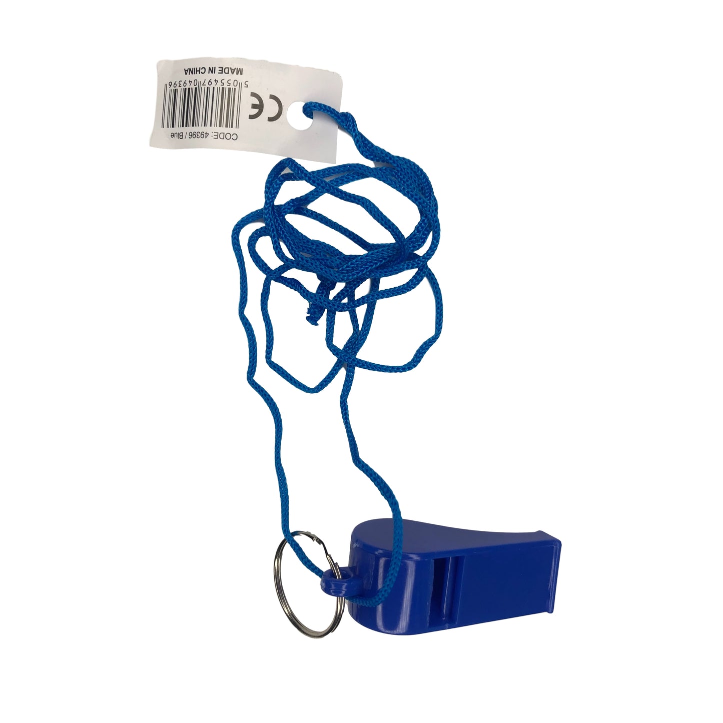 Pack of 100 Blue Plastic Whistles with Lanyard Neck Cord