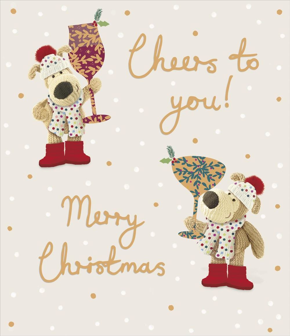 Boofles Holding Drinks Cheers To You Christmas Card