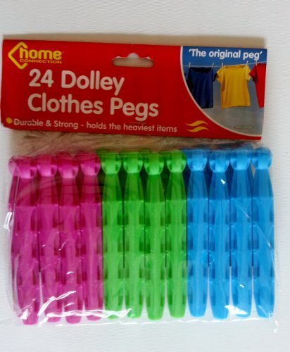Pack of 24 Coloured Plastic Dolly Pegs