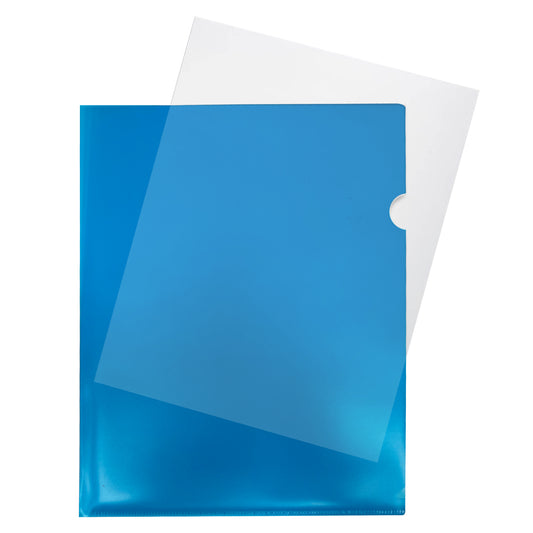 Pack of 50 A4 Blue L Shaped Open Top and Side Report File Folders