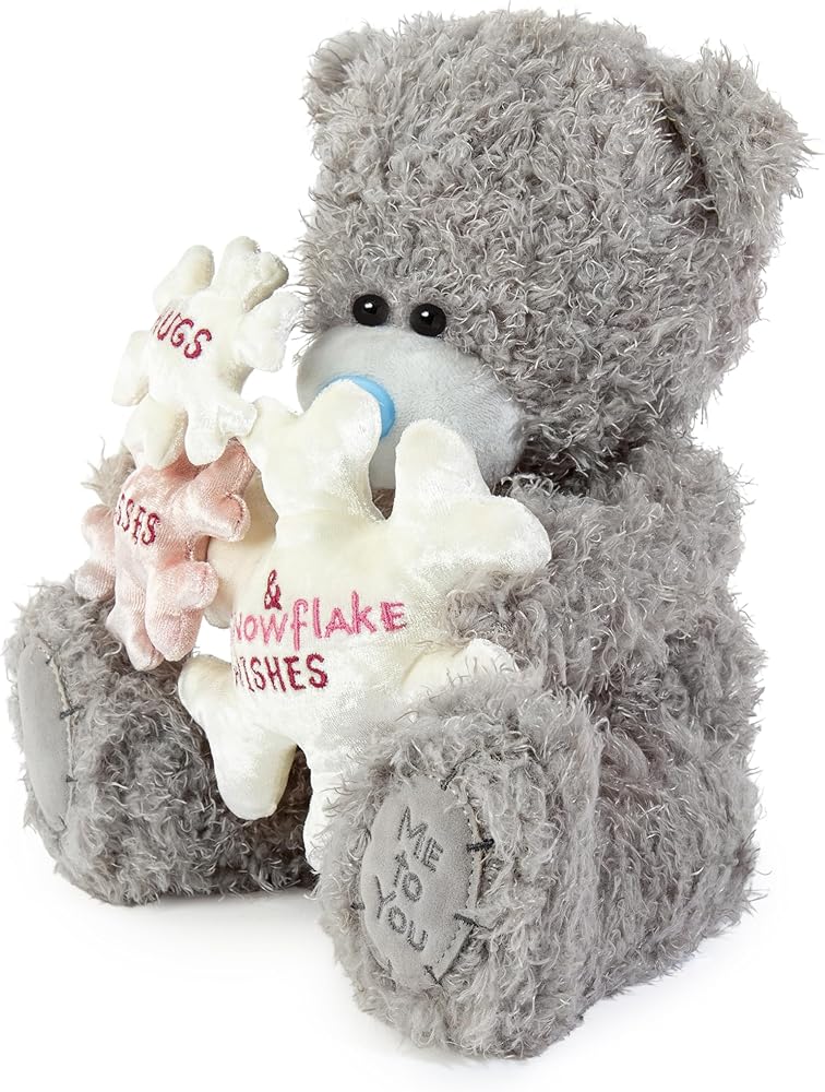 Me to You Tatty Teddy Bear Holding Hugs & Kisses Snowflakes, 21cm High Official Collection