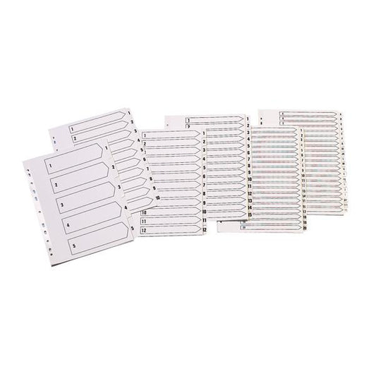 A4 White 1-5 Index Multi-Punched Reinforced Board Clear Tab