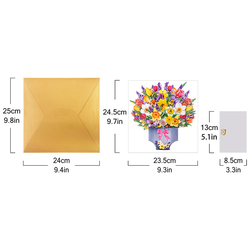 Lavender Breeze Spring Bouquet 3D Pop Up Greeting Card - Valentine’s Day Anniversary Birthday Mother's Day