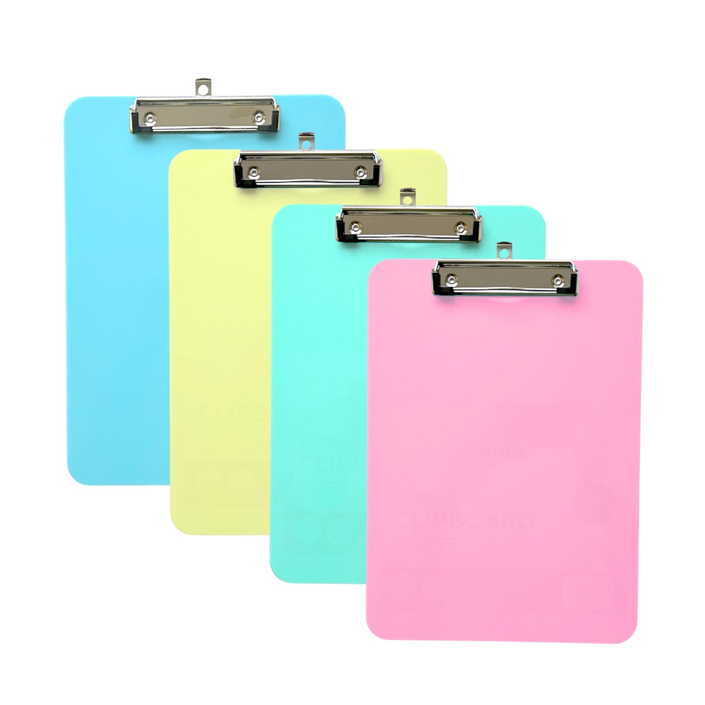 A4 Pastel Green Plastic Clipboard with Metal Clip and Round Corner