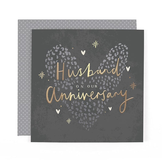 Heart Design Contemporary Luxury Foiled Husband Anniversary Card