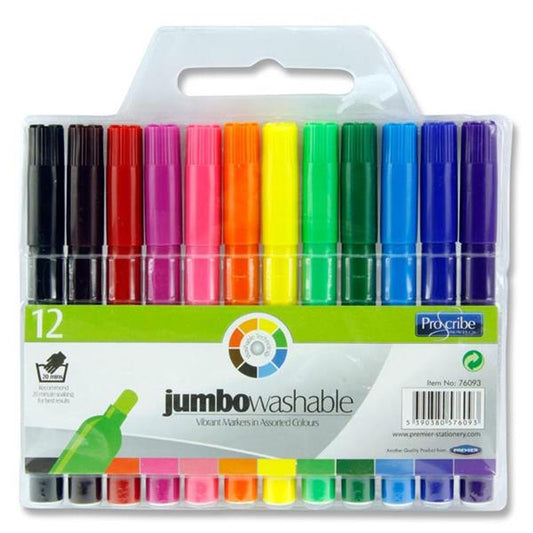 Pack of 12 Washable Jumbo Markers by ProScribe