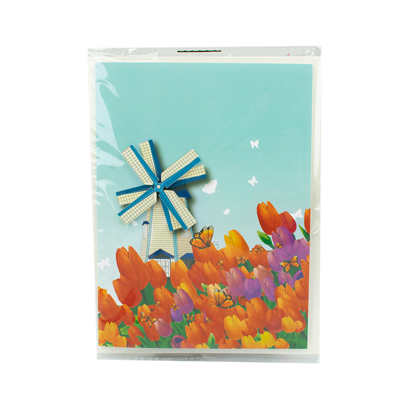 Tulip Breeze 3D Windmill 3D Pop Up Greeting Card