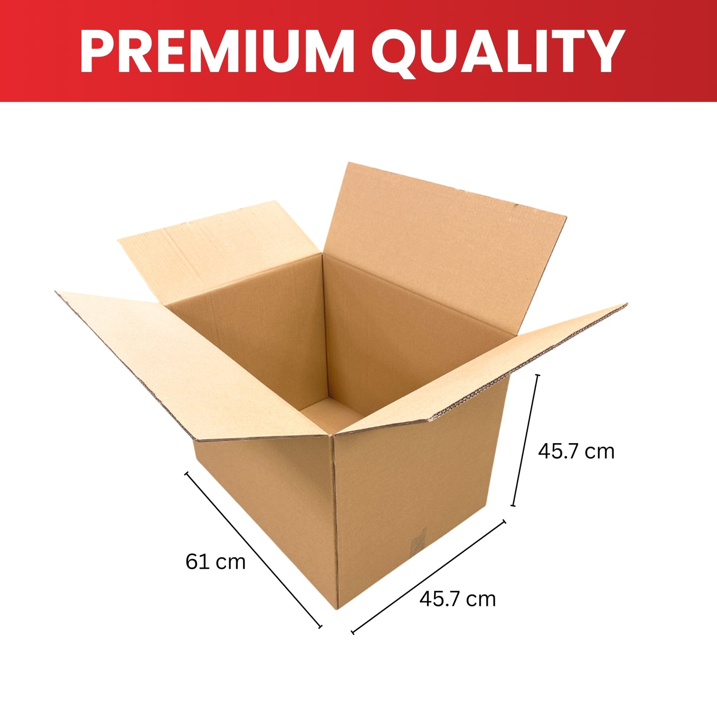 Pack of 50 Cardboard Packing Boxes 61x45.7x45.7cm — 5mm Corrugated Double Wall Flute
