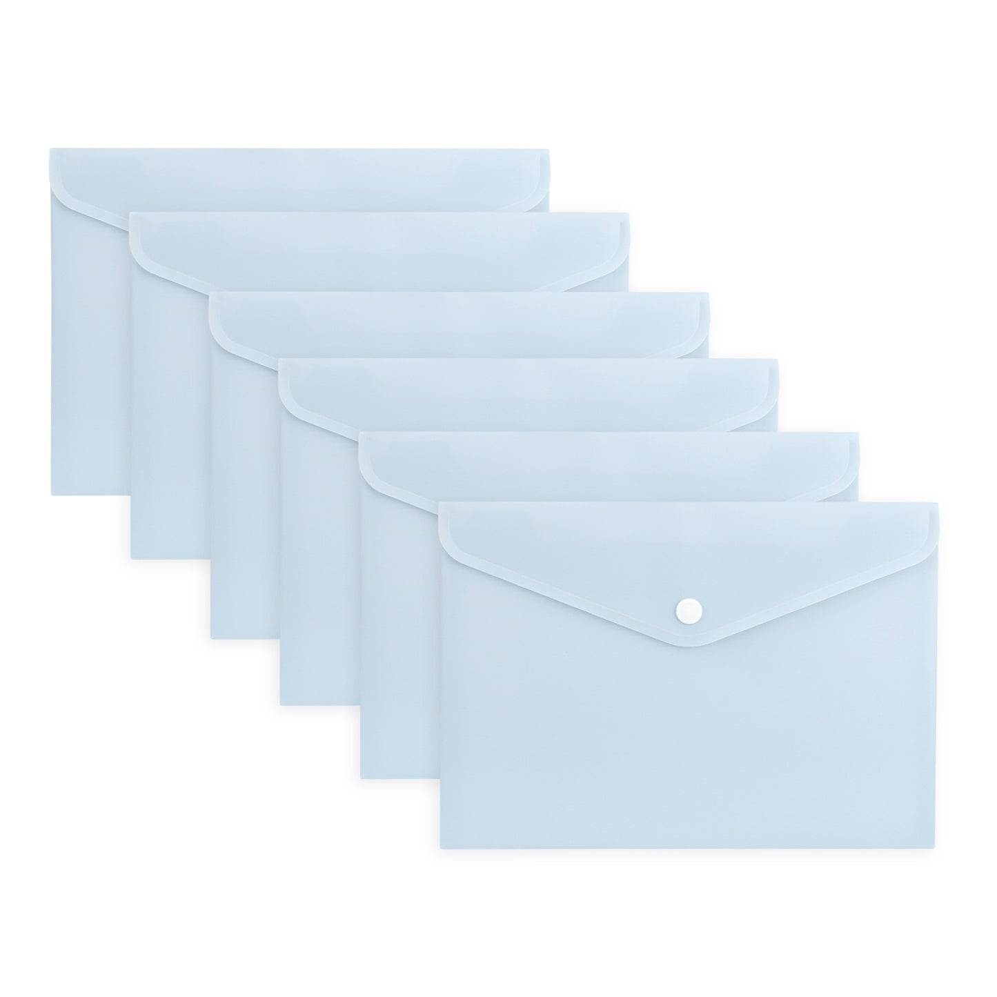 Pack of 24 A4 Light Pastel Blue Soft Touch Plastic Document Wallets with Button Closure