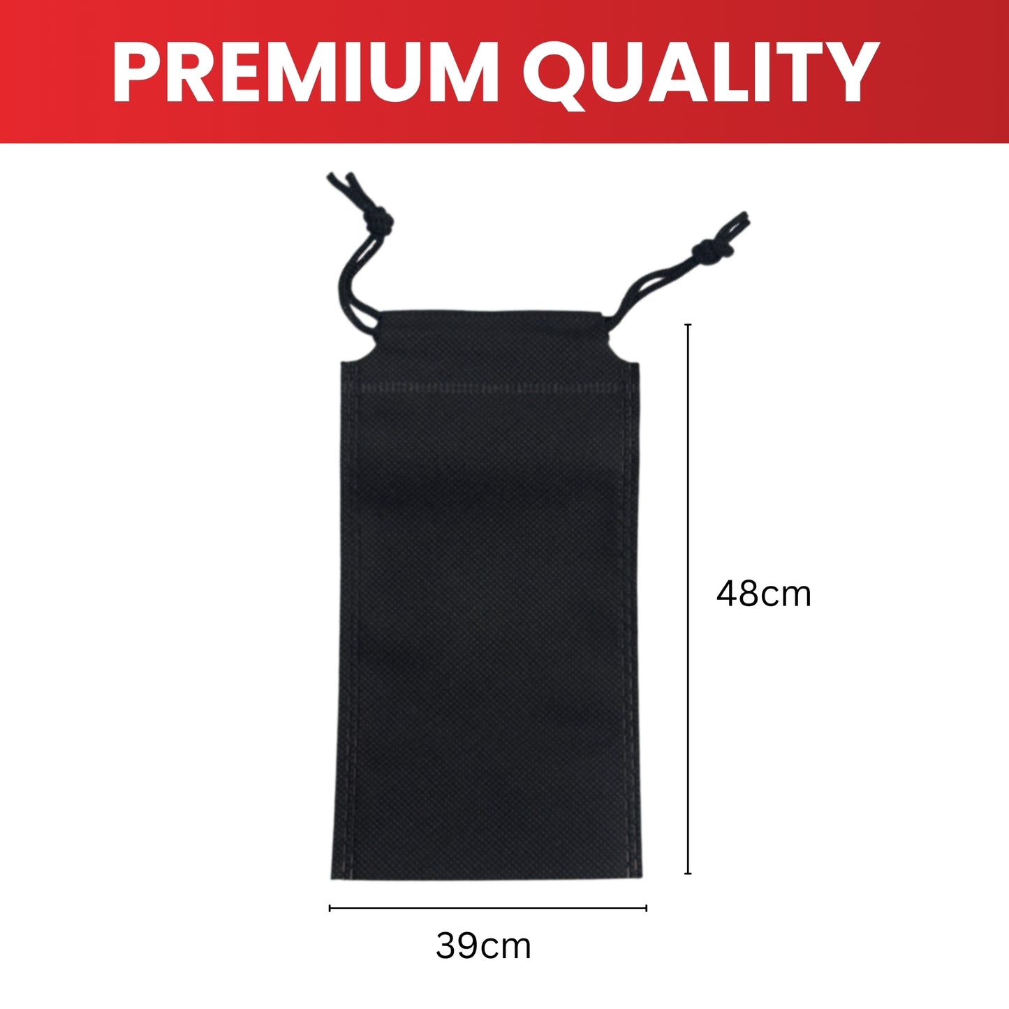 Pack of 100 Light Blue Coloured 48x39cm Non-Woven Drawstring Bags