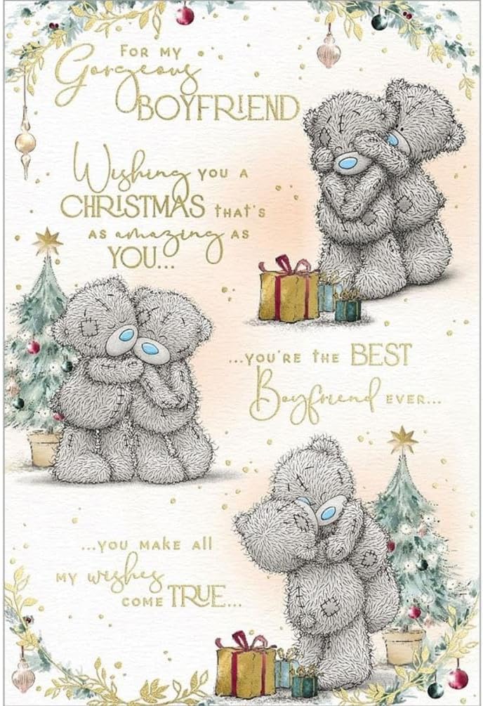 Bears Embracing Gorgeous Boyfriend Verse Christmas Card