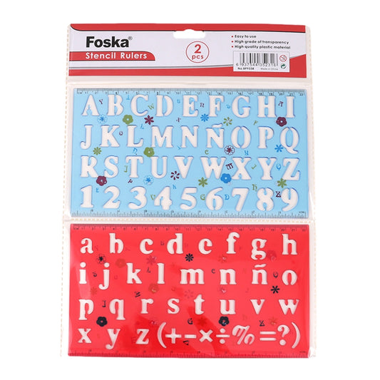 Pack of 6 Transparent Plastic Uppercase Lowercase Stencil Ruler Set