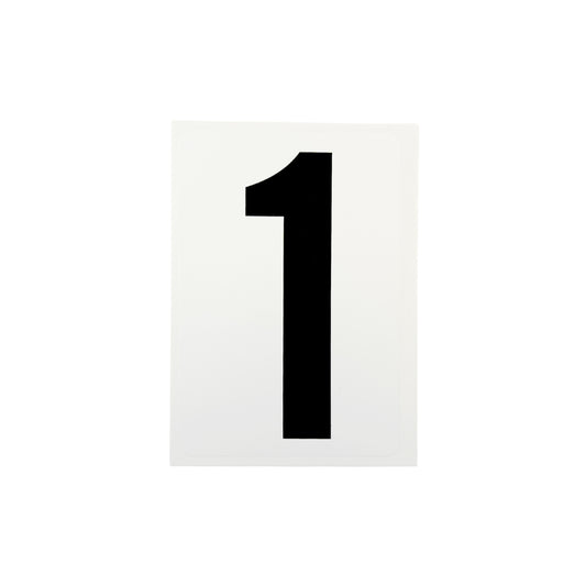 Pack of 12 Waterproof Wheelie Bin Black Number 1 Sticker