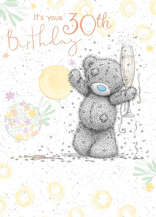 Happy 30th Birthday Tatty & Champagne Glass Card