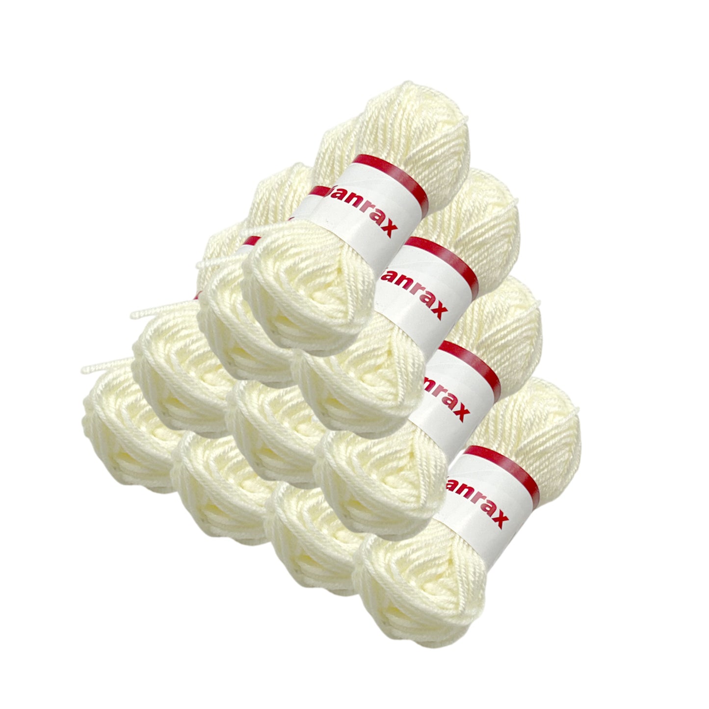 Pack of 20 Off White Acrylic Yarn Rolls – 10g each, 4 Strand 8 Ply Knitting Wool