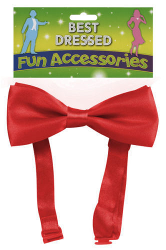 Mens Satin Plain Red Pre Tied Ajustable Bow Tie