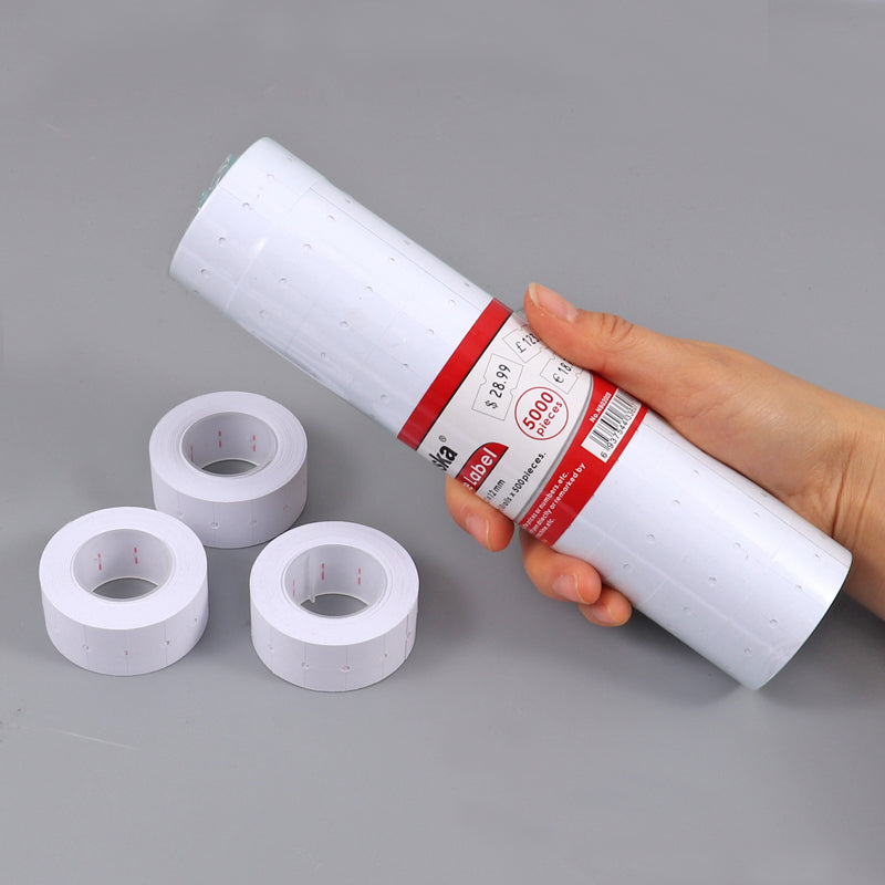 Pack of 10 Foska Self Adhesive White Blank Price Label Rolls (5000 Tickets)