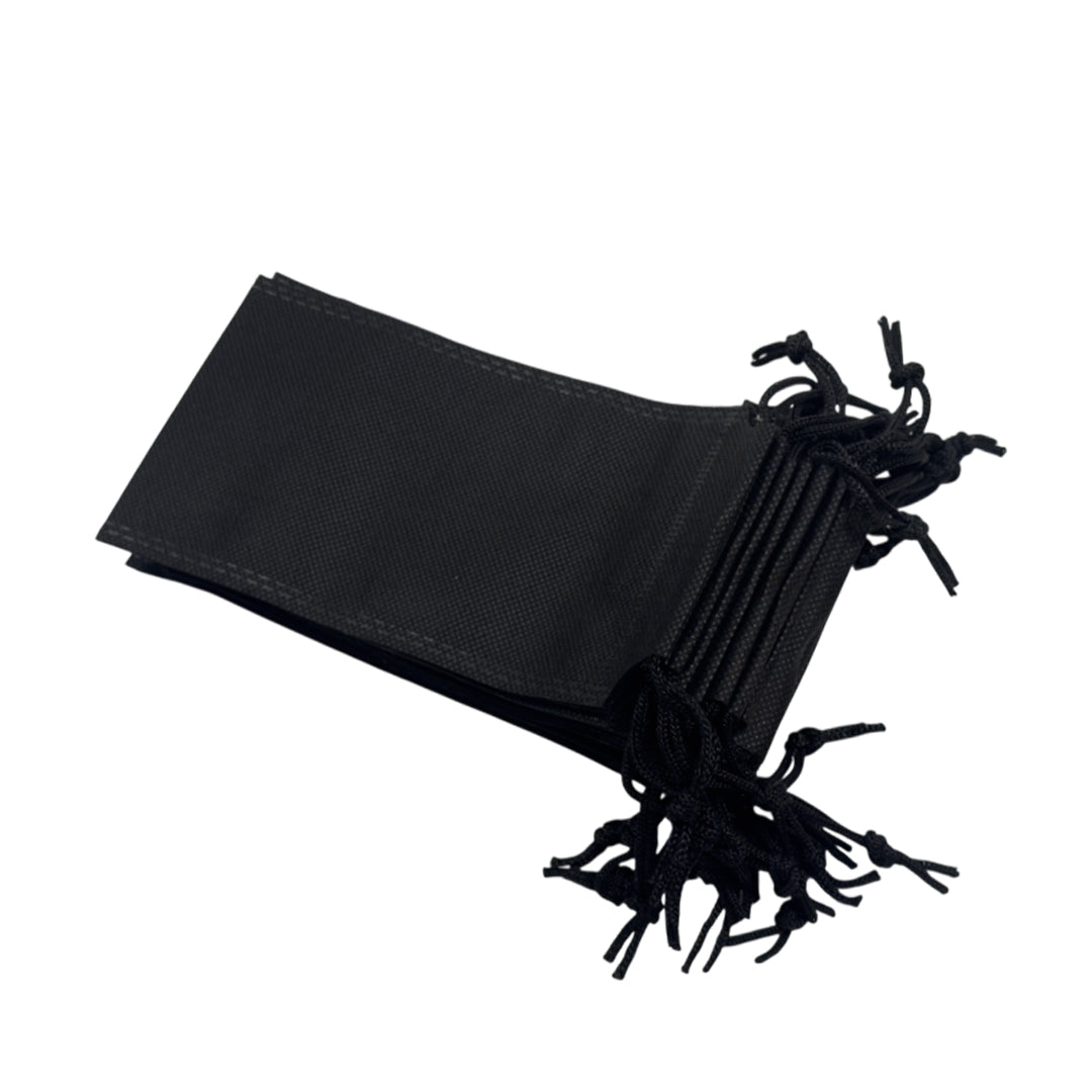 Pack of 25 Black Coloured 19x10cm Non-Woven Drawstring Bags