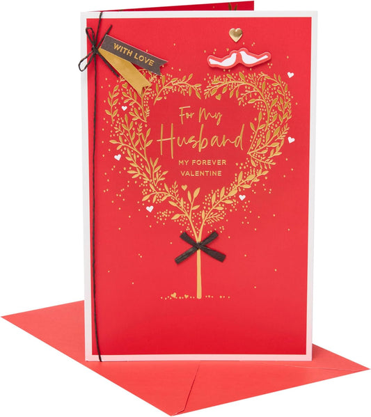 Gold Heart Tree Design Husband Valentine's Day Card