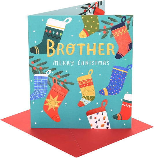 Stockings Design Brother Christmas Card