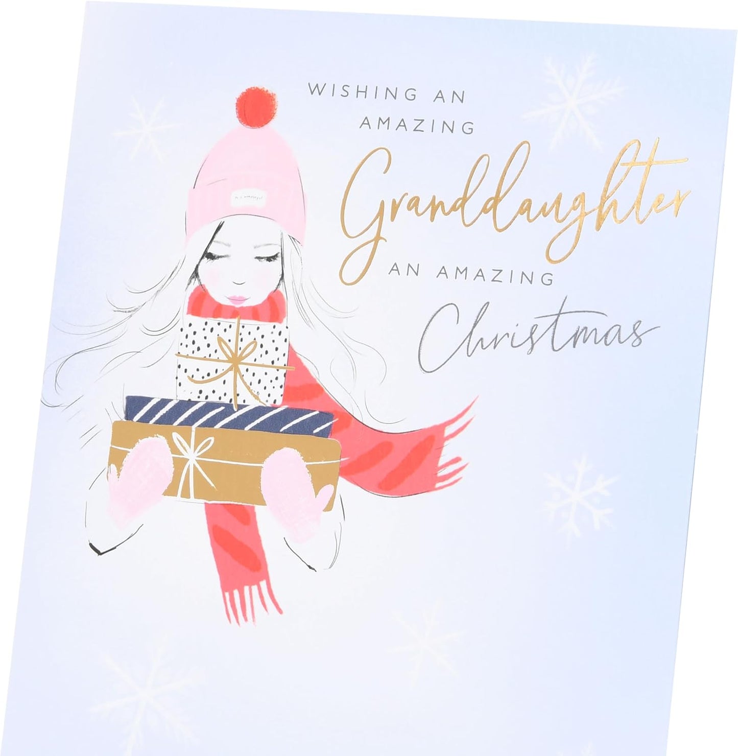 Girl in Hat & Scarf Granddaughter Christmas Card